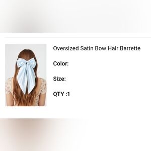 Forever 21 oversized satin bow hair barrette in blue